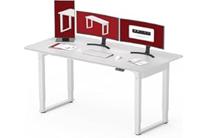 SANODESK Höhenverstellbarer Schreibtisch (160x75 cm) - Elektrischer Schreibtisch mit 4 Beinen, 2 starken Motoren, Memory-Steuerung (Weiß)