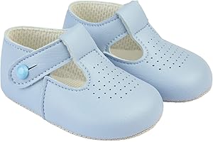 EARLY DAYS Baypods, Baby Shoes for Boys & Girls, Soft Soled Pre Walker Shoes, Soft Faux Leather Baby Boys & Baby Girls Shoes, B625 T Bar Style Shoe with Hole Punch, Made in England