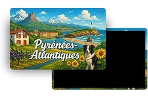 FITYO Magnets Régions & Départements Souvenirs Touristiques France – Carte Postale Aimantée Ultra Colorée 130 Modèles - Souvenirs aimantés de Voyage à Collectionner (64 – Pyrénées-Atlantiques)