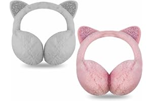 AL KAHF Cat Ear Muffs Soft Ear Cover Comfortable Earmuffs Winter Ear Warmers Outdoor Ear Protector For Kids Girls Ladies Women Men Cold Weather Supplies Assorted Colours Diameter 12cm L21 x W17cm (1Pc)