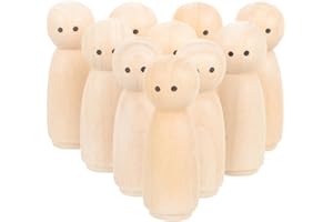 MAGICLULU 10 Stück Holzfiguren zum DIY Bemalen und Basteln Tortenfigur Figurenkegel Holzpflock Puppenkörper Holzfiguren Dekorative Pflockpuppenmenschen Spielzeug für Scheibengardinen 1,77 Zoll