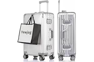 yewjog Koffer Handgepäck · Hartschalen in 100% Aluminium · Trolley Reisegepäck · Reisekoffer mit 4 Doppelräder · TSA Zahlenschloss (Silber, XL)