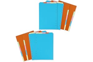 SZCXDKJ 4 zestawy segregatorów w formacie A5, 2 zestawy pionowych dzielników A5 + 2 zestawy poziomych podziałów A5 do Filofax, A5-6-otworowy rozdzielacz do notatnika A5