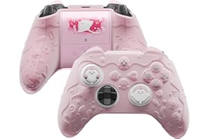 PlayVital Funda de Silicona para Xbox Series S/X Mando, Carcasa Protectora Antideslizante Semi-Transparente, Protección Completa, Incluye Thumb Grips y Sticker - Cute Ocean Whisper (Rosa Durazno)