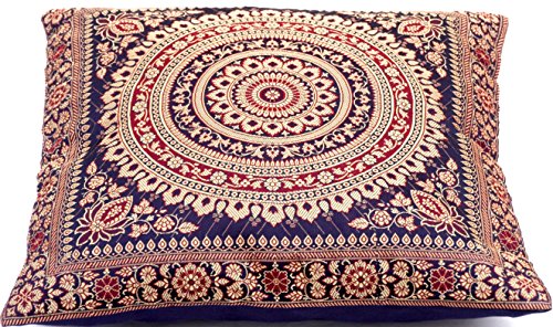 Dunkelblau Indische Seide Deko Kissenbezüge 40 cm x 40 cm, Extravaganten Design für Wohnzimmer und Schlafzimmer Dekor, Kissenhülle aus Indien. Angebot gültig solange der Vorrat reicht. - 2