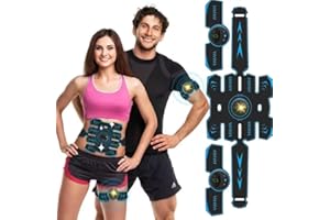 AILEDA EMS Trainingsgerät,Bauchmuskeltrainer,Bauchmuskel Gürtel, Bauchmuskeltrainer Elektrisch,EMS Trainingsgerät Ganzkörper Muskeltrainer, 8 Modi und 15 Intensitäten, 10 Stück Ersatz-Hydrogels
