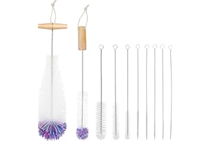 DIWOKER Cepillo para Botellas de Cristal, Limpiador de Botellas, 10 Unidades, Cepillo de Limpieza, Limpiador de Botellas para Jarra de Cristal, Botellas, biberones, Botellas de Soda (Blanco, 10 Piezas)