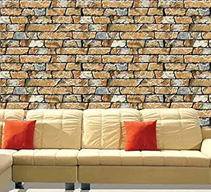 ALL YOUR DESIGN Self Adhesive Brick Design Wallpaper Wall Sticker for Home Decor, Living Room, Bedroom, Hall, Kids Room, Play Room (brick-wallpaper-pt12-01-30sqft)