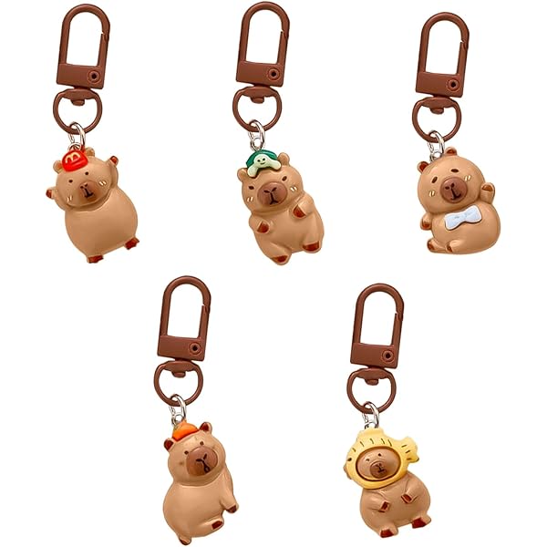 xbiez Mode Rechthoek Hanger Sleutelhanger Leuke Capybara Patroon Sleutelhanger Strap Sleutelhanger Opknoping Sleutelhouder Tas Trinket Sleutelhanger, 325