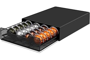 Wrobic Uchwyt na kapsułki, szuflada na kapsułki do kawy Vertuoline Nespresso Vertuo, Dolce Gusto, K-Cup, uchwyt na kapsułki z 24-36 kapsułkami, organizer do kuchni, czarny