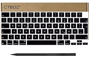 CTBDZ QWERTZ Ersatz Tastenkappen für MacBook Air 15" M2 M3 M4 A2941 A3114 A3241 2022-2025,für MacBook Air M2 M3 M4 Retina 13" A2681 A3113 A3240 Layout Keyboard DE Layout (Mitternacht)