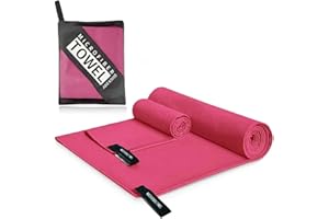 Woukksy Ręcznik z mikrofibry, ręcznik plażowy, szybkoschnący, do sauny, fitnessu, jogi, kompaktowego ręcznika z mikrofibry, do użytku na zewnątrz, na plażę, kemping