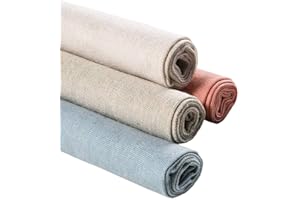 YIHAN Tessuto di lino naturale, per realizzare lavori di cucito, artigianato, sartoria, tende, patchwork, abbigliamento, tappezzeria, per decorare la casa, vasi di fiori e tovaglie, 4 pezzi, 51 cm, 4 colori