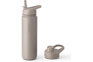 Vinsun Vattenflaska Rostfritt Stål Taupe 750ml - Läckagesäker, BPA-fri, Dubbelväggig - Sugrör och Dricköppning - Termosflaska