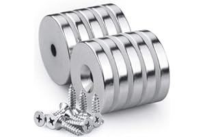 DUDU CREAM 10 Stück Neodym Disc Magnete, 11 KG Kraft 25x5 mm mit Senkloch und Schrauben, Super Stark Permanent Rare Earth Magnete für Haushalt und Industrielle