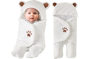 Lilian&Gema Gigoteuse 0-4 Mois Hiver Bébé, Gigoteuse Emmaillotage for Baby Height 50-65cm, Turbulette Bébé avec Doublure en Coton(Blanc)