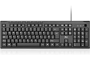 Rii RK907 USB Wired Keyboard Full Size Office Keyboard Compatible with Mac PC Tablet Windows Android Microsoft UK Layout