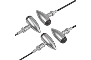 Justech 4PCS Motorcycle Amber Bullet-Shaped Indicators Motorbike Turn Signal Lights Blinker Lights Front Rear Lights Universal for Motorcycle Scooter Quad Off Road-Silver