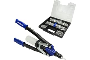 Haskyy Riveteuse Pince à rivets aveugles et rivets Pop Pince à levier 3,2–6,4 mm avec 150 rivets en aluminium dans une mallette