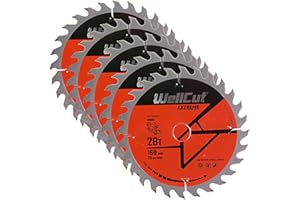 WellCut TCT Lot de 5 lames de scie 160 mm x 28 dents x 20 mm alésage pour Festool