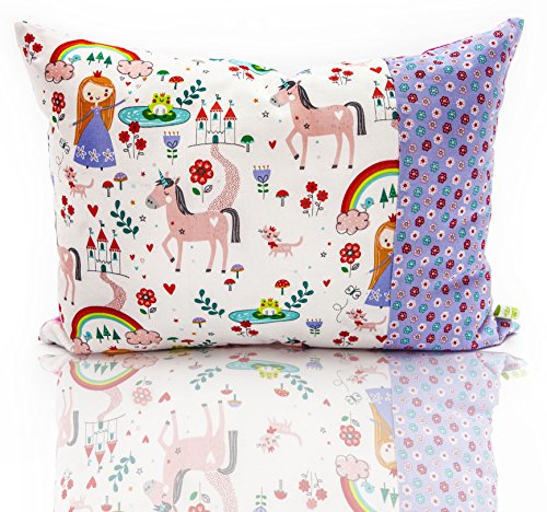 La Petite Unique | 35 x 25 cm Kinder-Kopfkissen | kindgerecht gestaltetes Kinderkissen | 100% schadstofffreies Kuschel-Kissen | waschbares Babykissen | vollständig Ökotex zertifiziert | Einhorn Rosa - 2