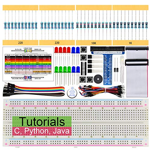 Freenove Basic Starter Kit for Raspberry Pi 4 B 3 B+, 147 Pages Detailed Tutorials, Python C Java, 146 Items, 17 Projects, Learn Electronics And Programming, Solderless Breadboard