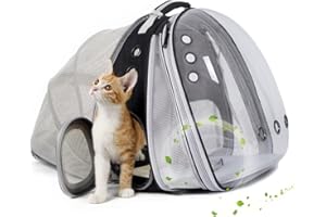 Interfashioner® Expandable Cat Backpack Carrier, Front & Back Dual Extension Clear Bubble Pet Backpack Carrier for Fat Cats Small Dogs up to 9kgs, Backpack for Large Cats