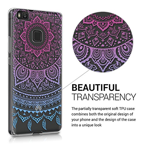 kwmobile Funda para Huawei P9 Lite - Carcasa de  TPU  para m  vil y dise  o de Sol hind   en  Azul Rosa Fucsia Transparente 