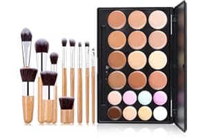 Joyeee 20 Farben Contouring Concealer Palette, Cream Foundation Contouring Palette +11 Stück Make up Pinsel Set, Concealer Augenringe, Mischbare Farbtöne