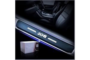 Muchkey Seuil de Porte Voiture Fibre de carbone Réfléchissant Autocollant Pour Peugeot 208 Protection de seuil de porte de voiture Styling 4 Pièce Blanc