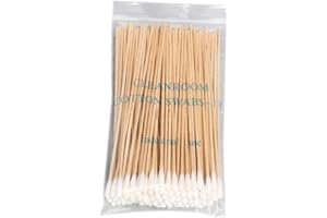 PSDNDEWW 100/200 bastoncillos de algodón con mango de madera de 6 pulgadas de largo, aplicador de varillas estériles de una sola cabeza para maquillaje de heridas