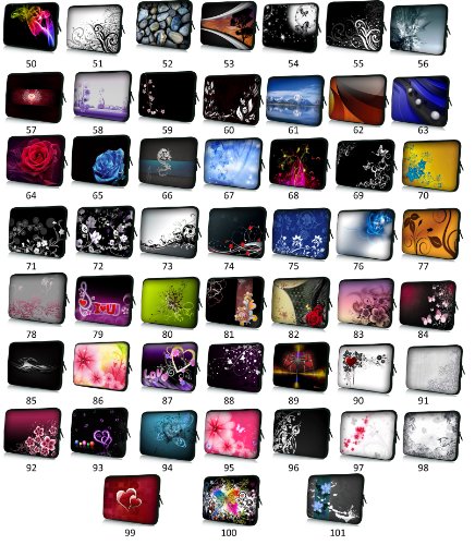 wortek Universal Notebook Tasche aus Neopren für Notebooks bis ca. 17,3 Zoll – Abstrakt Flamme Schwarz Bunt - 3