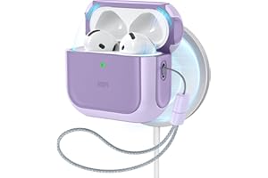 ESR Etui Airpods 4 (2024), kompatybilne z Airpods 4. generacji (USB-C), kompatybilne z MagSafe, ochrona przed upadkiem z smyczą, pokrywa magnetyczna, seria Orbit, fioletowy