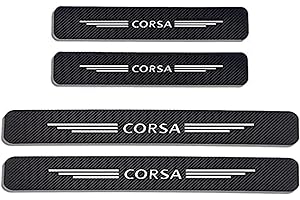 WYXAXNM 4 Piezas Fibra de Carbon Umbral De La Puerta Protectores para Opel Corsa D B E, Adhesivo De Protección De Umbral Coche, Decoración Estribos Protector Barra Sill Scuff Plate Accesorios