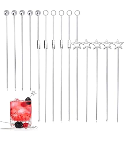 Lot De 16 Cure-dents Réutilisables En Acier Inoxydable 20.3 Cm - Pour Apéritifs, Cocktails Et Présentations