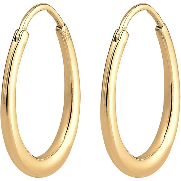 Elli Damen Creolen Ohrringe – 925 Sterling Silber Vergoldet Mit Kristallen, Halboffen