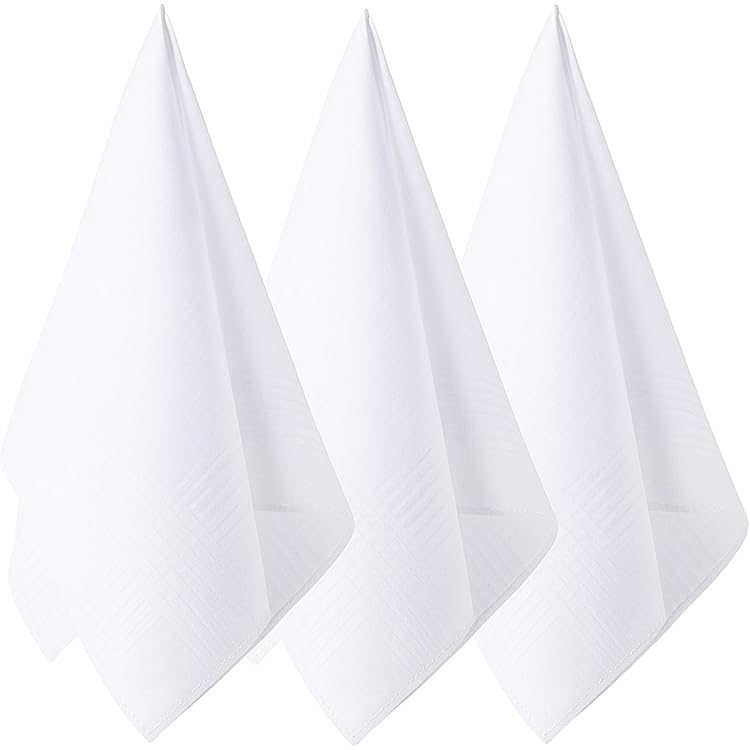 Bunblic 10Pcs White Handkerchiefs Pocket Squares For Men Suit Classic Small Square Towels Soft Cotton Hanky For Dyeing Diy Crafts 20cmx20cm