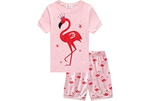 EULLA Kinder Mädchen Schlafanzug Kurze Glow in The Dark Dinosaurier Katze Prinzessin Einhorn Shorty Pyjama Set Sommer Kleidung Zweiteiliger Nachtwäsche 92 98 104 110 116 122