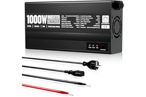 ECO-WORTHY 14,6V 50A Chargeur LiFePO4 avec convertisseur 1000W 12V à 230V, priorité au Secteur et Fonction UPS, pour Batterie LiFePO4 Deep Cycle, véhicule, Camion, Voiture