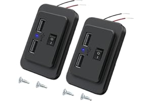 Hoembpn 2Pcs Toma de Cargador de Coche 4.8A Dual USB con Interruptor, 12V/24V Panel de Enchufes USB Carga Rápida Adaptador con LED para Automóviles Barcos Camiones RVs Autocaravana Carritos de Golf