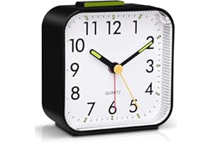 Tisaika Silent Alarm Clocks Bedside Non Ticking Battery Powered Table Clocks Luminous Large Display Snooze Light Function for Bedroom Office