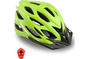 Shinmax Bicycle Helmet with Safety LED Light, CE Certified Bike Helmet Adjustable Mountain & Road Cycle Helmet for Men Women Adult Cycling Helmet with Detachable Visor Backpack Lightweight MTB Helmet