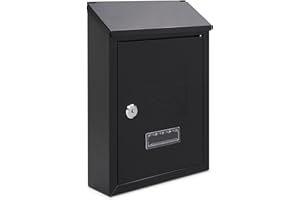 Assorted Collections Buzón de Pared, Buzón con 2 Llaves, Buzón a Prueba de Clima, fácil de Instalar 21x30x7cm (Negra)