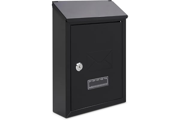 Assorted collections Boîte aux Lettres Murale | verrouillable avec 2 clés | résistante aux intempéries Boîte aux Lettres | Facile à Installer, 21 x 30 x 7 cm (Noire)