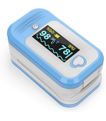 Saturimetro Da Dito Emporia - Misura SpO2 E Frequenza Cardiaca. Display OLED Colorato A 4 Direzioni, Alta Precisione, Spegnimento Automatico. Batterie Incluse.