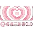 iLeadon Keyboard Mouse Pad Set, Large Gaming Mouse Pad + Keyboard Wrist Rest + Mouse Pad with Wrist Support + Coaster, Easy Typing Pain Relief, Desk Mat Set, Valentines Day Gifts for Her, Pink Heart