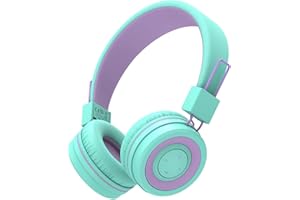 iClever Dziecięce słuchawki Bluetooth, bezprzewodowe słuchawki dla dzieci z mikrofonem, ograniczona głośność, Bluetooth 5.0 i dźwięk stereo, składane, regulowana opaska na głowę, dla dzieci do szkoły