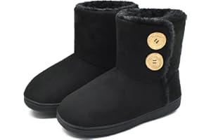 KuaiLu Chausson Botte Femmes Hiver Chaud Peluche Fourrés Adulte Haute Densité Mémoire Mousse Chaussures Maison Antidérapant Semelle Interieur Pantoufles