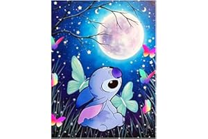 MMDBD 5D DIY Diamon Painting Kits, Mond und Stich Anime Diamant Malerei Kits Vollbohrer, Kristall Diamond Strass Stickerei Kreuzstich Painting Malen nach Zahlen für Geschenke, Erwachsene, Wanddekoration