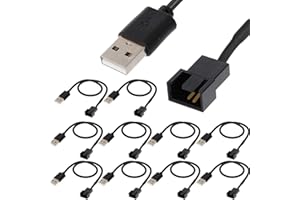 Xiatiaosann 10 PCS USB a 3/4-Pin PWM PC Fan, USB Type-A Macho a 3-Pin 4-Pin PC 5V PC Ventilador Cable adaptador para fuente de alimentación a 5V PC Fan